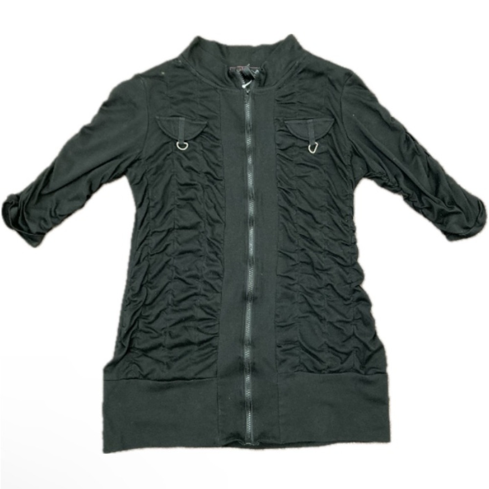 Oboe Ruched Zip Top Size M Black